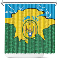 Personalized Rwanda Shower Curtain Coat Of Arms Imigongo Pattern - Sporty Style
