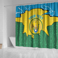 Personalized Rwanda Shower Curtain Coat Of Arms Imigongo Pattern - Sporty Style