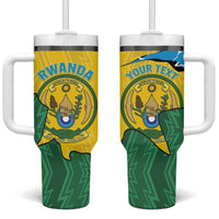 Personalized Rwanda Tumbler With Handle Coat Of Arms Imigongo Pattern - Sporty Style