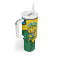 Personalized Rwanda Tumbler With Handle Coat Of Arms Imigongo Pattern - Sporty Style