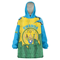 Personalized Rwanda Wearable Blanket Hoodie Coat Of Arms Imigongo Pattern - Sporty Style