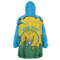 Personalized Rwanda Wearable Blanket Hoodie Coat Of Arms Imigongo Pattern - Sporty Style