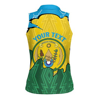 Personalized Rwanda Women Sleeveless Polo Shirt Coat Of Arms Imigongo Pattern - Sporty Style
