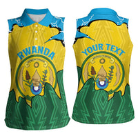 Personalized Rwanda Women Sleeveless Polo Shirt Coat Of Arms Imigongo Pattern - Sporty Style