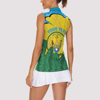 Personalized Rwanda Women Sleeveless Polo Shirt Coat Of Arms Imigongo Pattern - Sporty Style