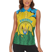 Personalized Rwanda Women Sleeveless Polo Shirt Coat Of Arms Imigongo Pattern - Sporty Style
