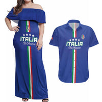 Custom Italy Football Couples Matching Off Shoulder Maxi Dress and Hawaiian Shirt Come On Gli Azzurri - Wonder Print Shop