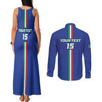 Custom Italy Football Couples Matching Tank Maxi Dress and Long Sleeve Button Shirt Come On Gli Azzurri - Wonder Print Shop