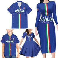 Custom Italy Football Family Matching Long Sleeve Bodycon Dress and Hawaiian Shirt Come On Gli Azzurri - Wonder Print Shop