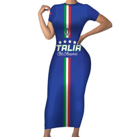 Custom Italy Football Family Matching Short Sleeve Bodycon Dress and Hawaiian Shirt Come On Gli Azzurri - Wonder Print Shop