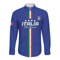 Custom Italy Football Long Sleeve Button Shirt Come On Gli Azzurri - Wonder Print Shop