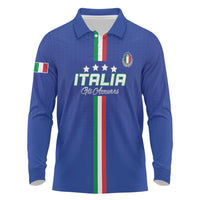 Custom Italy Football Long Sleeve Polo Shirt Come On Gli Azzurri - Wonder Print Shop
