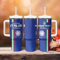Custom Italy Football Tumbler With Handle Come On Gli Azzurri - Wonder Print Shop