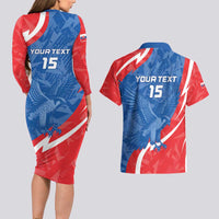 Custom Slovakia Football Couples Matching Long Sleeve Bodycon Dress and Hawaiian Shirt Come On Sokoli - Wonder Print Shop