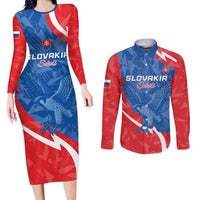 Custom Slovakia Football Couples Matching Long Sleeve Bodycon Dress and Long Sleeve Button Shirt Come On Sokoli - Wonder Print Shop