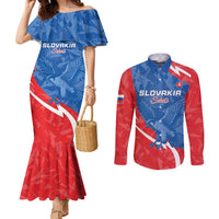 Custom Slovakia Football Couples Matching Mermaid Dress and Long Sleeve Button Shirt Come On Sokoli - Wonder Print Shop