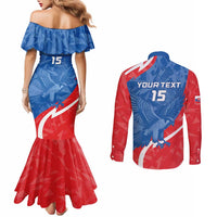 Custom Slovakia Football Couples Matching Mermaid Dress and Long Sleeve Button Shirt Come On Sokoli - Wonder Print Shop