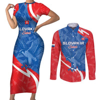 Custom Slovakia Football Couples Matching Short Sleeve Bodycon Dress and Long Sleeve Button Shirt Come On Sokoli - Wonder Print Shop