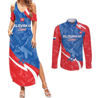 Custom Slovakia Football Couples Matching Summer Maxi Dress and Long Sleeve Button Shirt Come On Sokoli - Wonder Print Shop