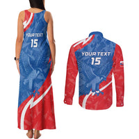 Custom Slovakia Football Couples Matching Tank Maxi Dress and Long Sleeve Button Shirt Come On Sokoli - Wonder Print Shop