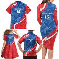 Custom Slovakia Football Family Matching Long Sleeve Bodycon Dress and Hawaiian Shirt Come On Sokoli - Wonder Print Shop