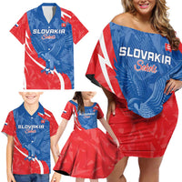 Custom Slovakia Football Family Matching Off Shoulder Short Dress and Hawaiian Shirt Come On Sokoli - Wonder Print Shop