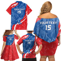 Custom Slovakia Football Family Matching Off Shoulder Short Dress and Hawaiian Shirt Come On Sokoli - Wonder Print Shop