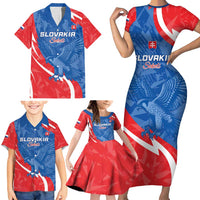 Custom Slovakia Football Family Matching Short Sleeve Bodycon Dress and Hawaiian Shirt Come On Sokoli - Wonder Print Shop