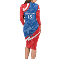 Custom Slovakia Football Long Sleeve Bodycon Dress Come On Sokoli - Wonder Print Shop