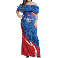 Custom Slovakia Football Off Shoulder Maxi Dress Come On Sokoli - Wonder Print Shop