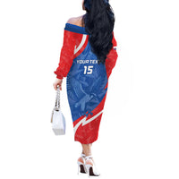 Custom Slovakia Football Off The Shoulder Long Sleeve Dress Come On Sokoli - Wonder Print Shop