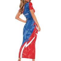 Custom Slovakia Football Short Sleeve Bodycon Dress Come On Sokoli - Wonder Print Shop