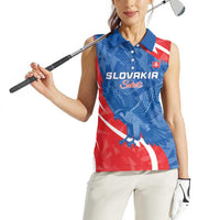Custom Slovakia Football Women Sleeveless Polo Shirt Come On Sokoli - Wonder Print Shop