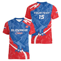 Custom Slovakia Football Women V-Neck T-Shirt Come On Sokoli - Wonder Print Shop