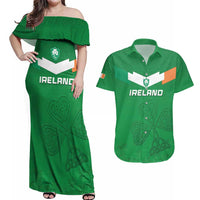 Ireland Rugby Custom Couples Matching Off Shoulder Maxi Dress and Hawaiian Shirt Celtics Shamrock - Wonder Print Shop