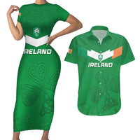 Ireland Rugby Custom Couples Matching Short Sleeve Bodycon Dress and Hawaiian Shirt Celtics Shamrock - Wonder Print Shop