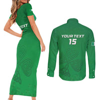 Ireland Rugby Custom Couples Matching Short Sleeve Bodycon Dress and Long Sleeve Button Shirt Celtics Shamrock - Wonder Print Shop