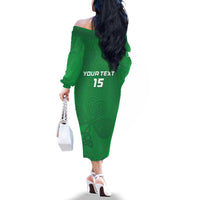 Ireland Rugby Custom Family Matching Off The Shoulder Long Sleeve Dress and Hawaiian Shirt Celtics Shamrock - Wonder Print Shop