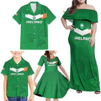 Ireland Rugby Custom Family Matching Off Shoulder Maxi Dress and Hawaiian Shirt Celtics Shamrock - Wonder Print Shop
