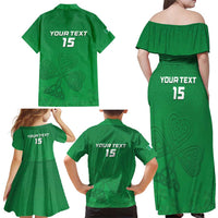 Ireland Rugby Custom Family Matching Off Shoulder Maxi Dress and Hawaiian Shirt Celtics Shamrock - Wonder Print Shop
