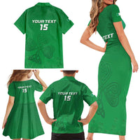 Ireland Rugby Custom Family Matching Short Sleeve Bodycon Dress and Hawaiian Shirt Celtics Shamrock - Wonder Print Shop