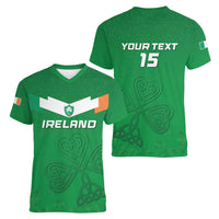 Ireland Rugby Custom Women V-Neck T-Shirt Celtics Shamrock - Wonder Print Shop