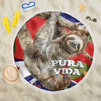 Pura Vida Costa Rica Sloth Beach Blanket Tropical Flowers Flag Color - Wonder Print Shop