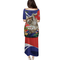 Pura Vida Costa Rica Sloth Family Matching Puletasi and Hawaiian Shirt Tropical Flowers Flag Color - Wonder Print Shop