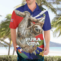 Pura Vida Costa Rica Sloth Hawaiian Shirt Tropical Flowers Flag Color - Wonder Print Shop