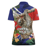 Pura Vida Costa Rica Sloth Women Polo Shirt Tropical Flowers Flag Color - Wonder Print Shop