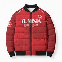 Custom Tunisia Football Bomber Puffer Jacket Red Eagles of Carthage - Wonder Print Shop