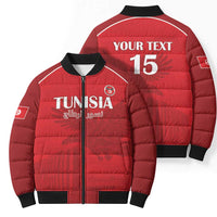 Custom Tunisia Football Bomber Puffer Jacket Red Eagles of Carthage - Wonder Print Shop