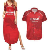 Custom Tunisia Football Couples Matching Summer Maxi Dress and Hawaiian Shirt Red Eagles of Carthage - Wonder Print Shop