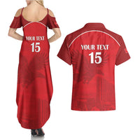 Custom Tunisia Football Couples Matching Summer Maxi Dress and Hawaiian Shirt Red Eagles of Carthage - Wonder Print Shop